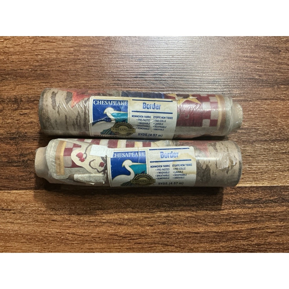 2 ROLLS Chesapeake Prepasted Borders AAI08122B 5YDS PATRIOTIC FLAG Sealed
